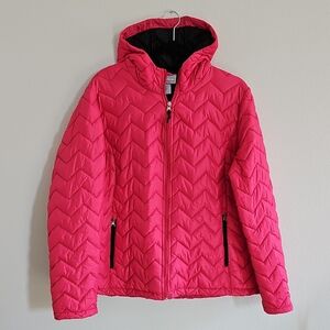 Free Country Women's Hot Pink Lightweight Chevron Puffer Jacket